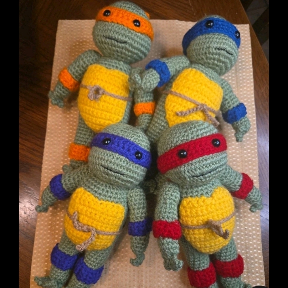 TMNT Teenage Mutant Ninja Turtle Handmade Crochet Figures Set of 4